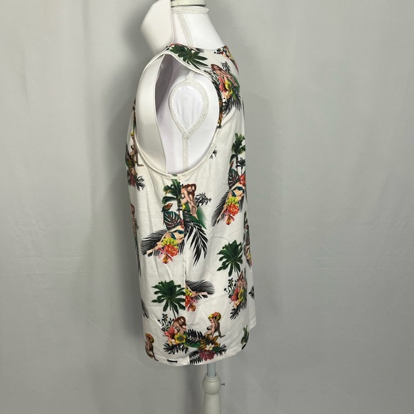 On the byas White Tropical Palm Print Tank Top - Picture 5 of 9